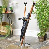 Simplistic stainless steel umbrella and walking stock stand