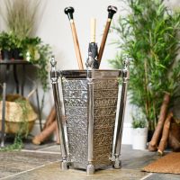 “Linford Hall” Antique Nickel Square Base Umbrella Stand