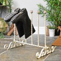 Charming cream finish three pair boot rack