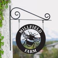 Circular Steel Bumble Bee Hanging House Name Sign in Situ Circular Steel Bumble Bee Hanging House Name Sign in Situ