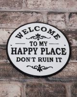 Humorous Cast Iron Wall Sign - “My Happy Place Don’t Ruin It” main image