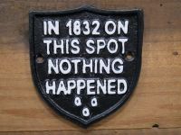 Humorous Emblem Shaped Sign in Black Iron Humorous Emblem Shaped Sign in Black Iron