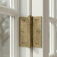 The Stormproof Hinges Shown Mounted on a Decorative White Traditional Windowframe - Digital Illustration