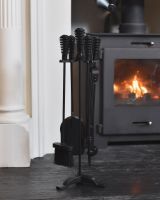 In situ photo of black elcot fireside companion set