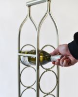 Close up in situ photo of space saving wine rack