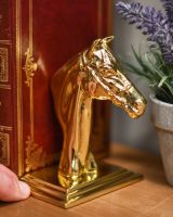 Scale Shot of Individual Polished Brass Horse Head Bookend Scale Shot of Individual Polished Brass Horse Head Bookend