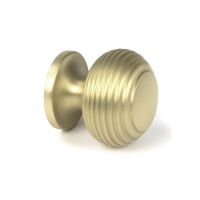 Close-Up of Individual Satin Brass Beehive Cabinet Knob - 30mm Close-Up of Individual Satin Brass Beehive Cabinet Knob - 30mm