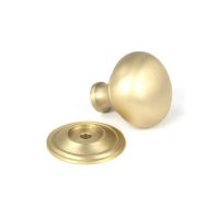 Close-Up of Individual Satin Brass Mushroom Cabinet Knob - 30mm