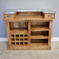 Industrial Bar Cabinet Created From Wood and Steel