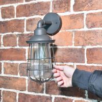 Scale Shot of Industrial Caged Wall Mounted Light - 35cm