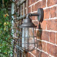 Wall Mounted Industrial Caged Light - 35cm in Situ