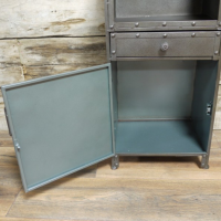 Cabinet on the Bottom of the Industrial Metal Bedside Cabinet Cabinet on the Bottom of the Industrial Metal Bedside Cabinet