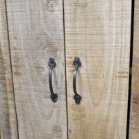 Handles on the Doors of the Industrial "Pallet Wood" Cabinet