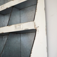 Rustic Cream Finish on the Industrial Office Shelves