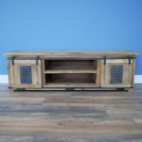 Industrial TV Cabinet with Sliding Doors Industrial TV Cabinet with Sliding Doors