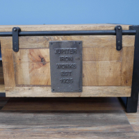 "Jupiter Iron Works" Plaque on the Door of the Coffee Table "Jupiter Iron Works" Plaque on the Door of the Coffee Table