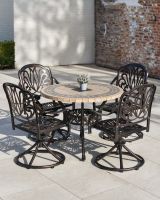 Intricate Bronze "Tredian" Four Seat Mosaic Table and Chair Set