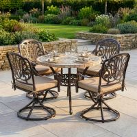 Intricate Bronze "Tredian" Four Seat Mosaic Table and Chair Set dressed table digital illustration