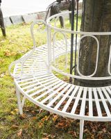 Close up of cream tree bench detailing