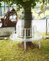 High angle image of cream tree bench