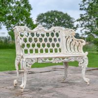 Antique Cream Ornate Cast Iron Garden Bench Antique Cream Ornate Cast Iron Garden Bench