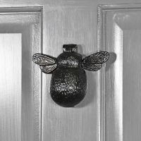 Iron Bumblebee Door Knocker in Situ on a Grey Door