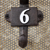 Close-up of the White Painted Number 6