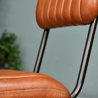 Black Iron Frame and Tan Leather on the Chair