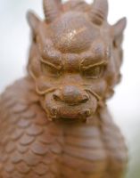 Face of Cast Iron Chinese Dragon Sculpture