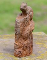 Quirky Rustic Cast Iron Squirrel on Log Sculpture Quirky Rustic Cast Iron Squirrel on Log Sculpture