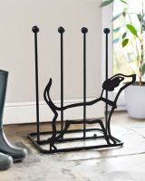 Black Steel Boot Rack with Jack Russell silhouette on front
