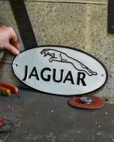 "Jaguar" Cast Iron Automobilia Reproduction Sign - Scale "Jaguar" Cast Iron Automobilia Reproduction Sign - Scale