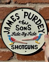 Cast Iron James Purdey Shotgun Wall Sign