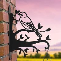 Steel Hanging Basket Bracket with Jay on Branches Topper