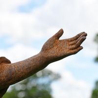 Close up of Cast Iron Hand on "Christ the Redeemer" Statue