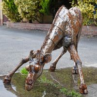 "Serengeti" Drinking Giraffe Garden Sculpture