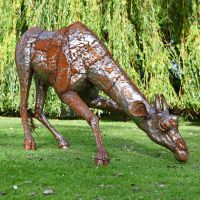 Drinking Giraffe Garden Sculpture in full