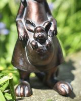Close up of baby joey detail on kangaroo garden sculpture