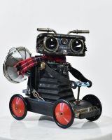 Go Karting Robot Recycled Material Sculpture