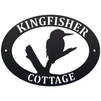 Kingfisher Iron Oval House Sign in a Black Finish