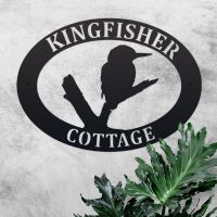 Kingfisher Iron Oval House Sign in Use Outdoors