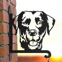 Labrador hanging basket bracket in the sunset