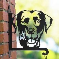 Labrador hanging basket bracket in the countryside