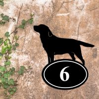 Labrador Iron House Number Sign in Situ on a Rustic Wall 