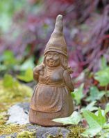 Quirky Cast Iron Lady Gnome Sculpture Quirky Cast Iron Lady Gnome Sculpture