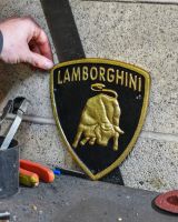 Scale image of "Lamborghini" Cast Iron Automobilia Reproduction Sign Scale image of "Lamborghini" Cast Iron Automobilia Reproduction Sign