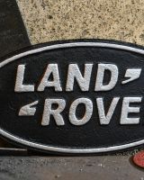 Close up of Land Rover Vintage Style Cast Iron Sign finish