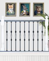 Matte Black Steel Stair Spindles With Brackets on Landing 