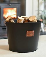 Large "Logs" Black Log Basket in Situ