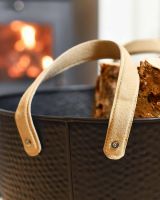 Close-Up of Handles for Large Black Contemporary Dotted Log Basket 